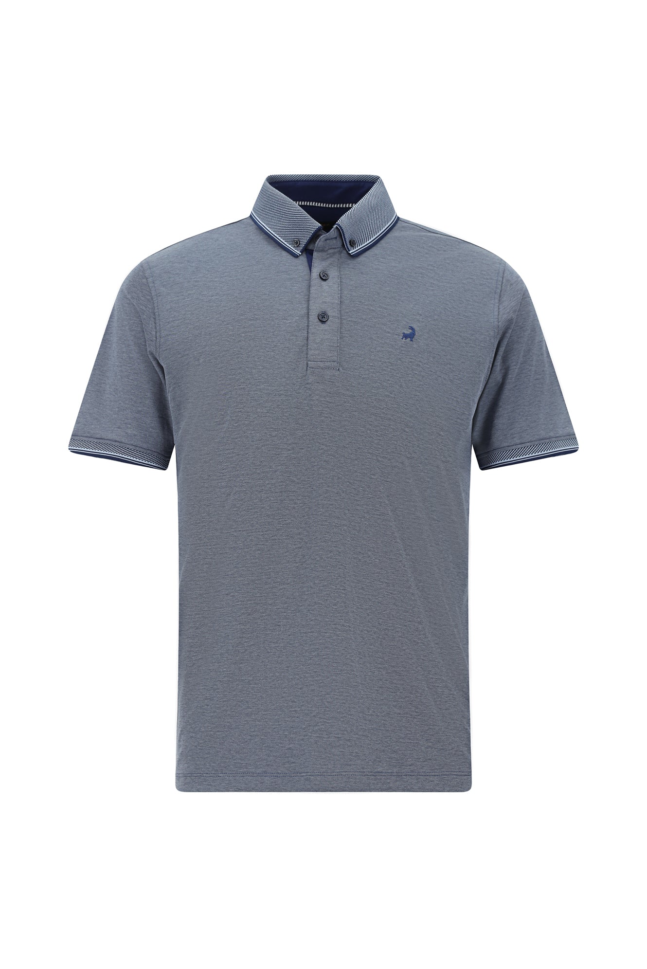 Koyu Lacivert Regular Fit Desenli Nak??l? Pamuklu Polo Yaka T-shirt-Abdullah Ki??l?