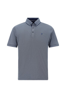 Koyu Lacivert Regular Fit Desenli Nak??l? Pamuklu Polo Yaka T-shirt-Abdullah Ki??l?