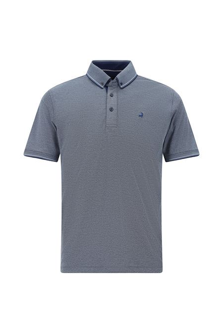 Koyu Lacivert Regular Fit Desenli Nak??l? Pamuklu Polo Yaka T-shirt-Abdullah Ki??l?