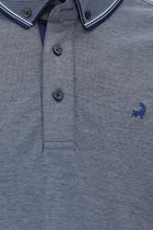 Koyu Lacivert Regular Fit Desenli Nakışlı Pamuklu Polo Yaka T-shirt