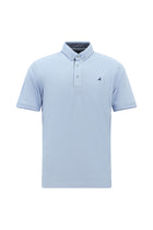 Açık Mavi Regular Fit Desenli Nakışlı Pamuklu Polo Yaka T-shirt