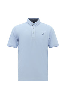 Açık Mavi Regular Fit Desenli Nakışlı Pamuklu Polo Yaka T-shirt