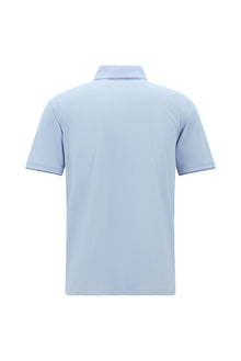 Açık Mavi Regular Fit Desenli Nakışlı Pamuklu Polo Yaka T-shirt