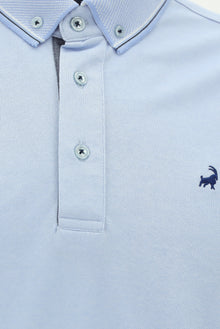 Açık Mavi Regular Fit Desenli Nakışlı Pamuklu Polo Yaka T-shirt