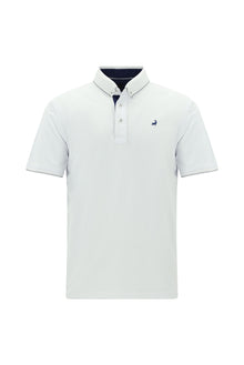 Beyaz Regular Fit Desenli Nakışlı Pamuklu Polo Yaka T-shirt