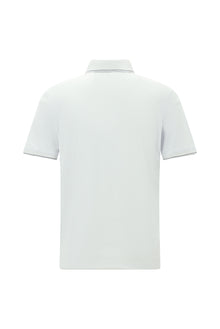 Beyaz Regular Fit Desenli Nakışlı Pamuklu Polo Yaka T-shirt