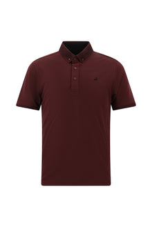 Koyu Bordo Regular Fit Desenli Nakışlı Pamuklu Polo Yaka T-shirt