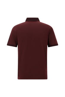 Koyu Bordo Regular Fit Desenli Nakışlı Pamuklu Polo Yaka T-shirt