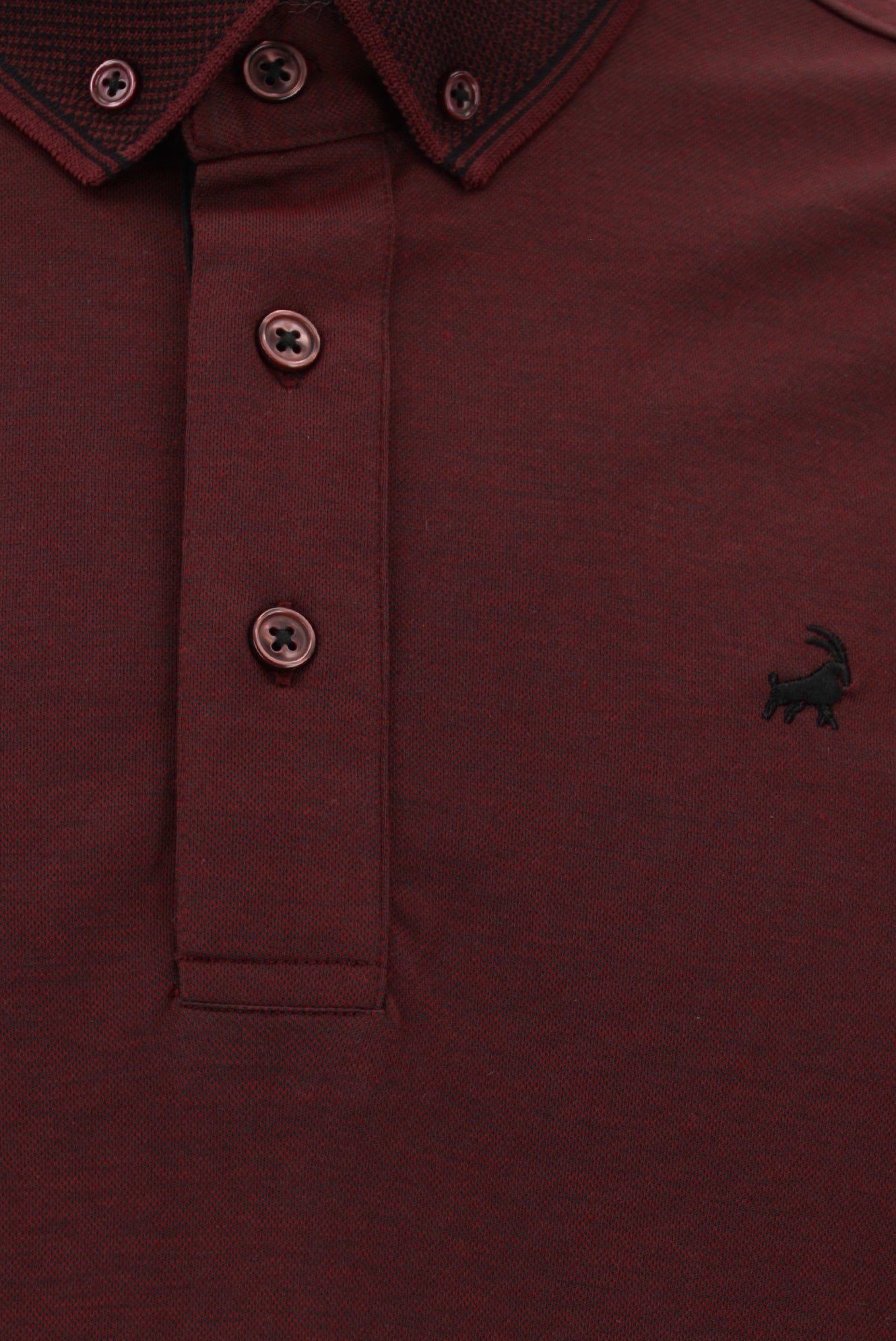 Koyu Bordo Regular Fit Desenli Nakışlı Pamuklu Polo Yaka T-shirt
