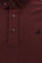 Koyu Bordo Regular Fit Desenli Nakışlı Pamuklu Polo Yaka T-shirt