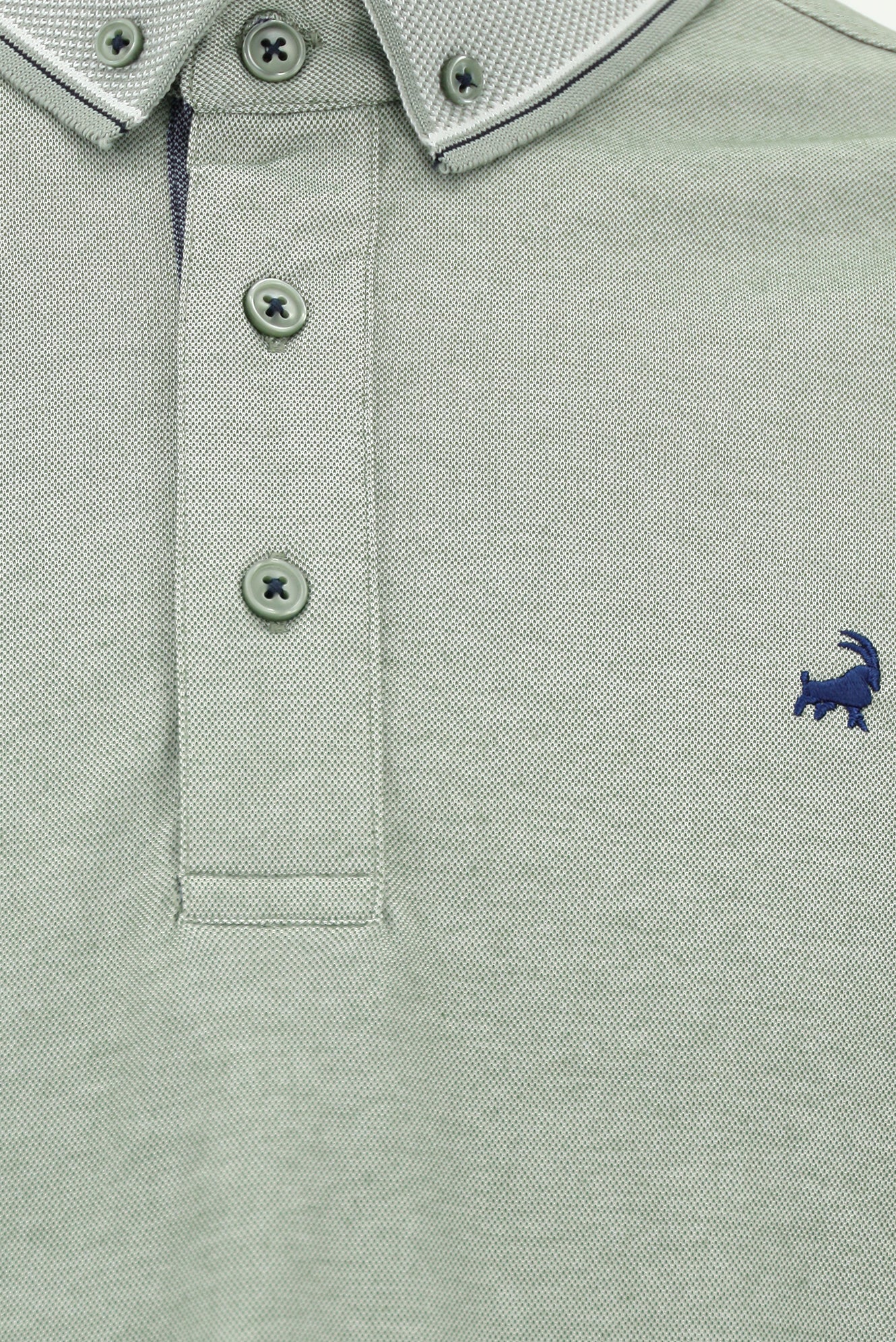 Çimen Yeşili Regular Fit Desenli Nakışlı Pamuklu Polo Yaka T-shirt