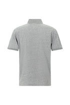 Orta Gri Regular Fit Çizgili Merserize Pamuklu Keten Polo Yaka T-shirt
