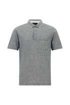 Orta Lacivert Regular Fit Çizgili Merserize Pamuklu Keten Polo Yaka T-shirt