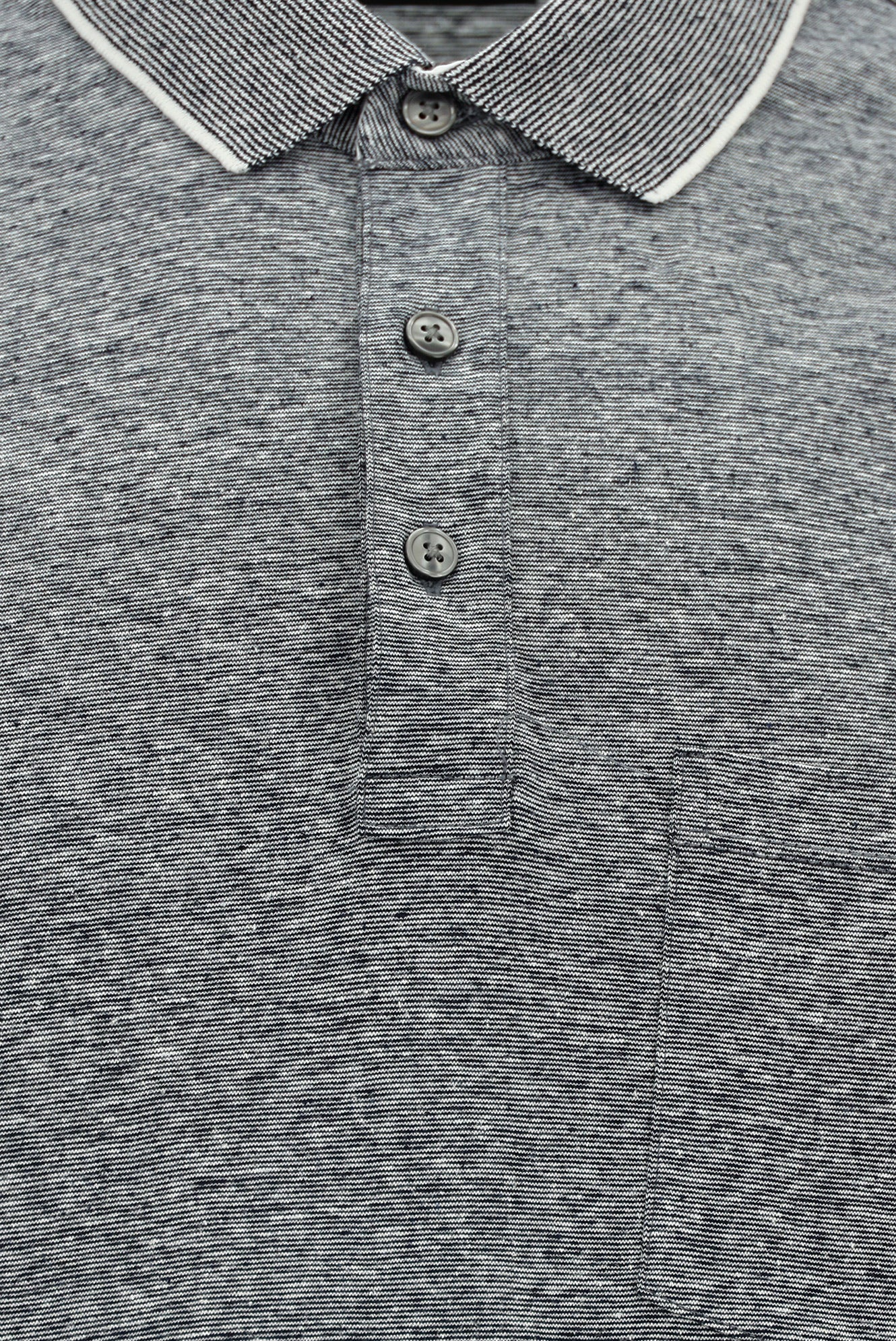 Orta Lacivert Regular Fit Çizgili Merserize Pamuklu Keten Polo Yaka T-shirt