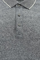 Orta Lacivert Regular Fit Çizgili Merserize Pamuklu Keten Polo Yaka T-shirt