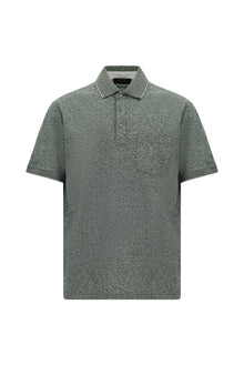 Orta Haki Regular Fit Çizgili Merserize Pamuklu Keten Polo Yaka T-shirt