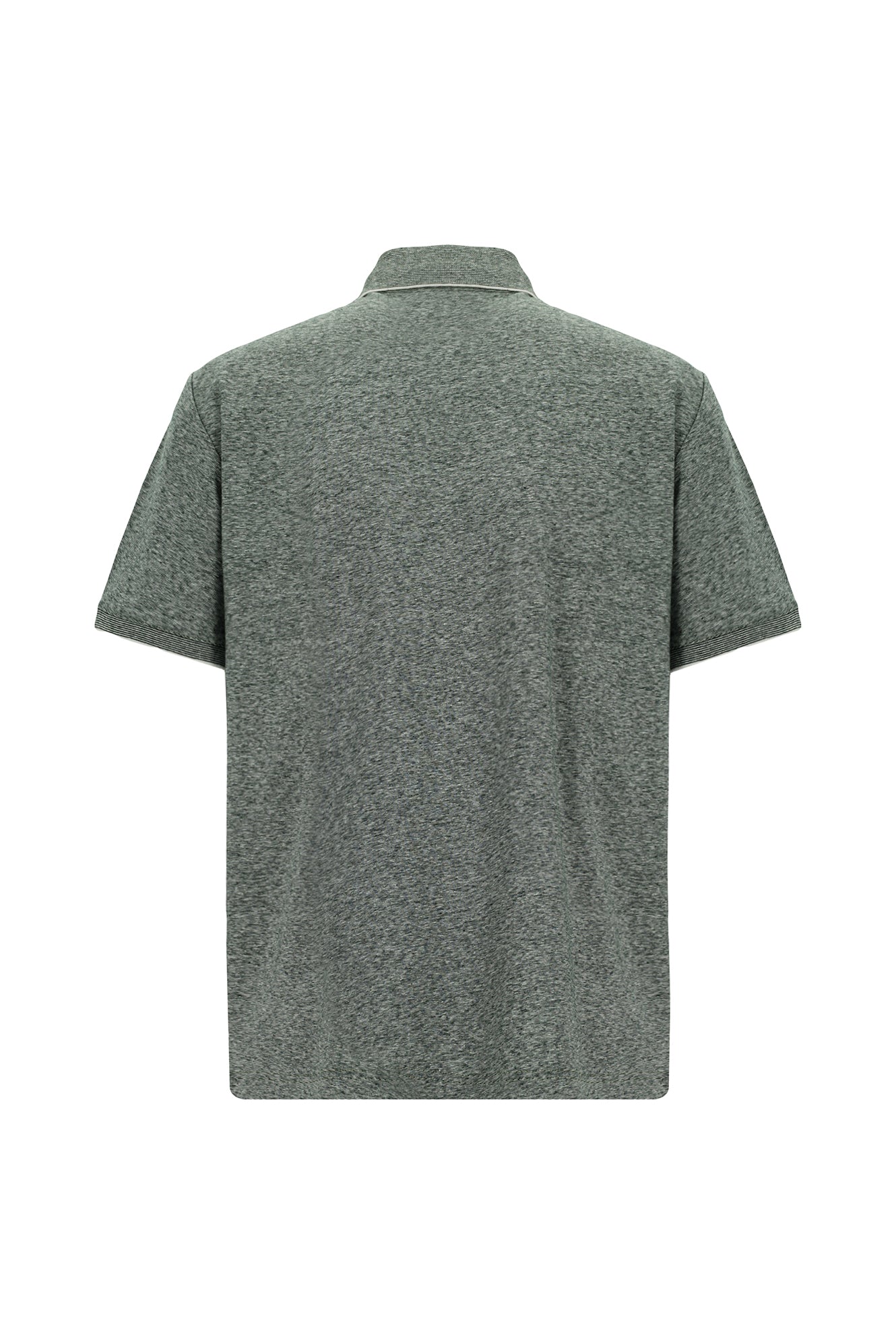 Orta Haki Regular Fit Çizgili Merserize Pamuklu Keten Polo Yaka T-shirt