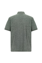 Orta Haki Regular Fit Çizgili Merserize Pamuklu Keten Polo Yaka T-shirt