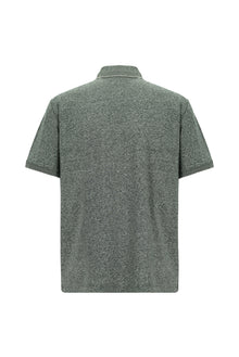 Orta Haki Regular Fit Çizgili Merserize Pamuklu Keten Polo Yaka T-shirt