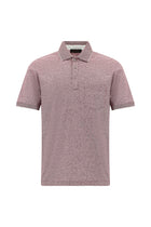 Açık Bordo Regular Fit Çizgili Merserize Pamuklu Keten Polo Yaka T-shirt