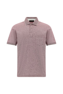 Açık Bordo Regular Fit Çizgili Merserize Pamuklu Keten Polo Yaka T-shirt