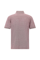 Açık Bordo Regular Fit Çizgili Merserize Pamuklu Keten Polo Yaka T-shirt