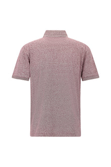 Açık Bordo Regular Fit Çizgili Merserize Pamuklu Keten Polo Yaka T-shirt