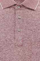 Açık Bordo Regular Fit Çizgili Merserize Pamuklu Keten Polo Yaka T-shirt