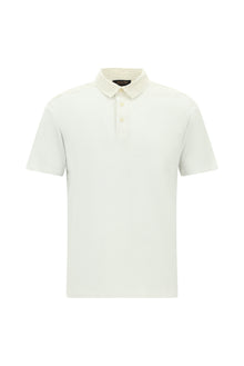 Beyaz Regular Fit Pamuklu Keten Polo Yaka T-shirt