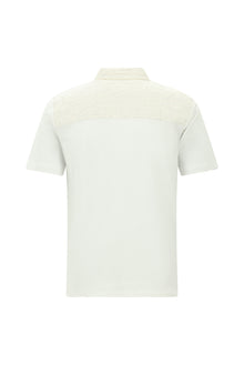Beyaz Regular Fit Pamuklu Keten Polo Yaka T-shirt