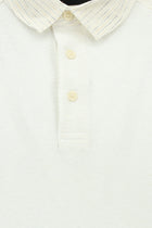 Beyaz Regular Fit Pamuklu Keten Polo Yaka T-shirt