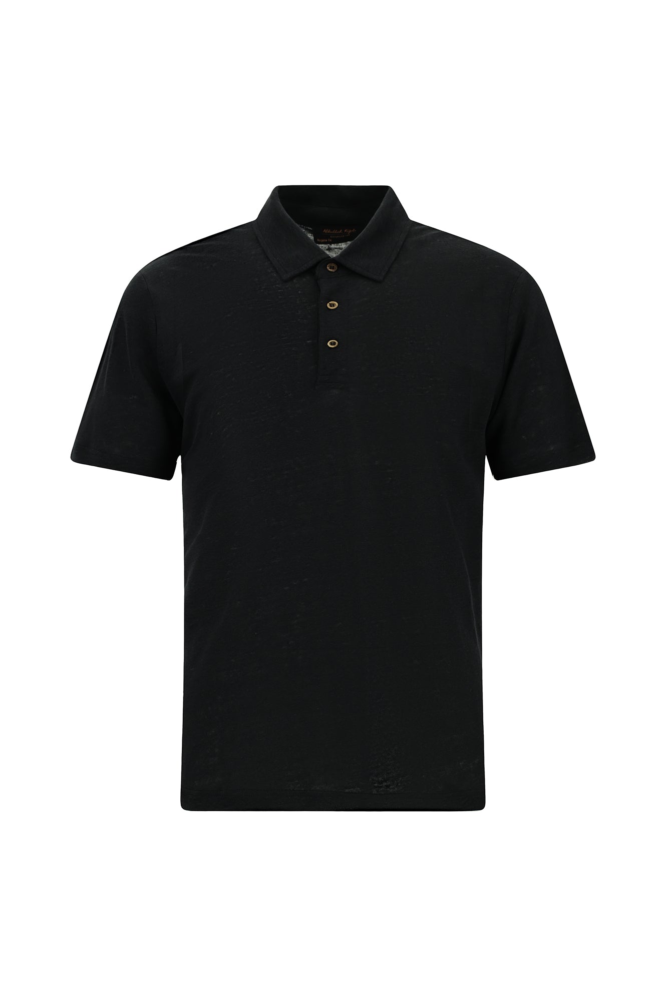 Siyah Regular Fit Keten Polo Yaka T-shirt