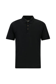 Siyah Regular Fit Keten Polo Yaka T-shirt