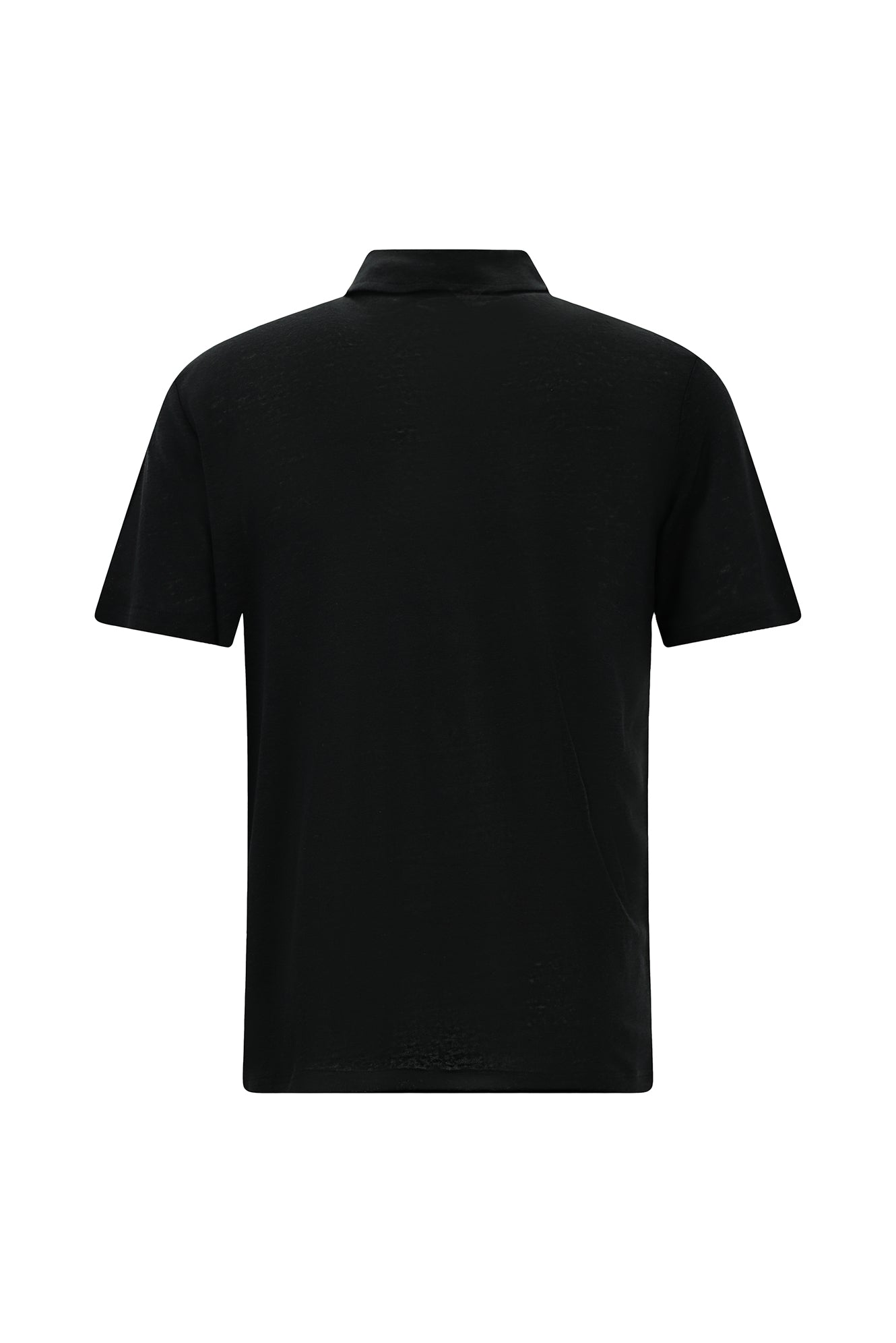 Siyah Regular Fit Keten Polo Yaka T-shirt