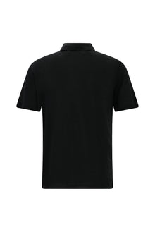 Siyah Regular Fit Keten Polo Yaka T-shirt