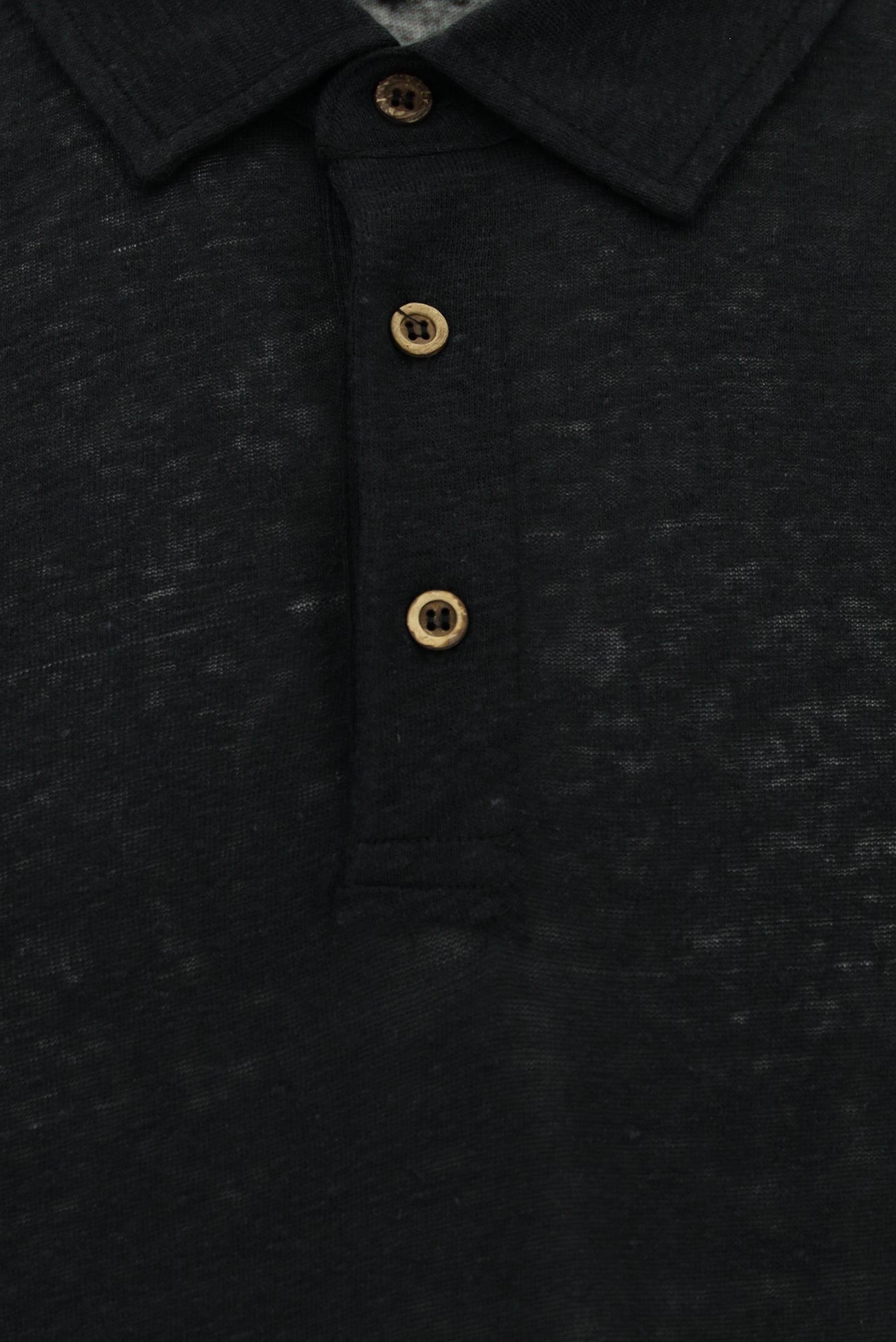 Siyah Regular Fit Keten Polo Yaka T-shirt