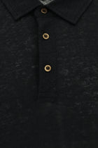 Siyah Regular Fit Keten Polo Yaka T-shirt