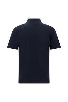 Koyu Lacivert Regular Fit Keten Polo Yaka T-shirt
