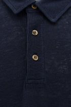 Koyu Lacivert Regular Fit Keten Polo Yaka T-shirt