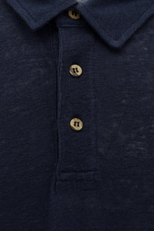 Koyu Lacivert Regular Fit Keten Polo Yaka T-shirt