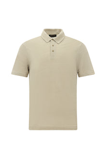 Orta Bej Regular Fit Keten Polo Yaka T-shirt