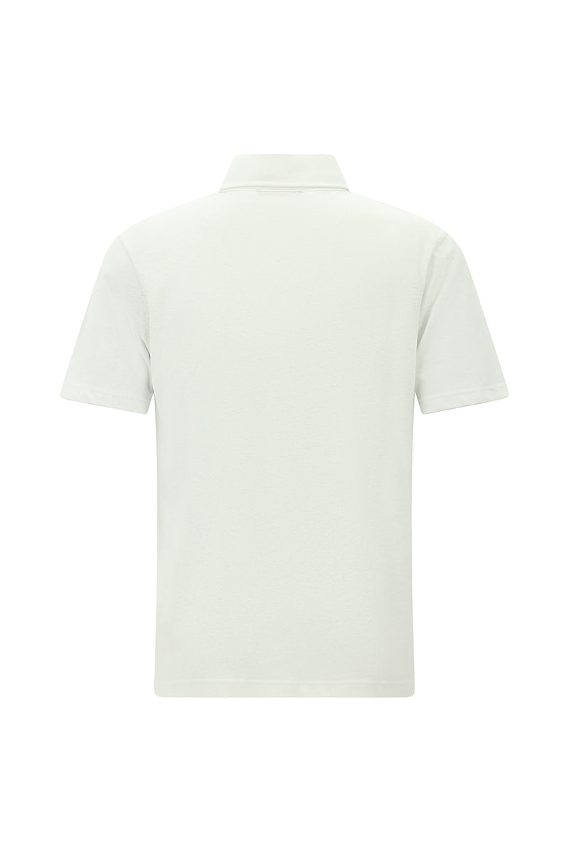 Kırık Beyaz Regular Fit Keten Polo Yaka T-shirt