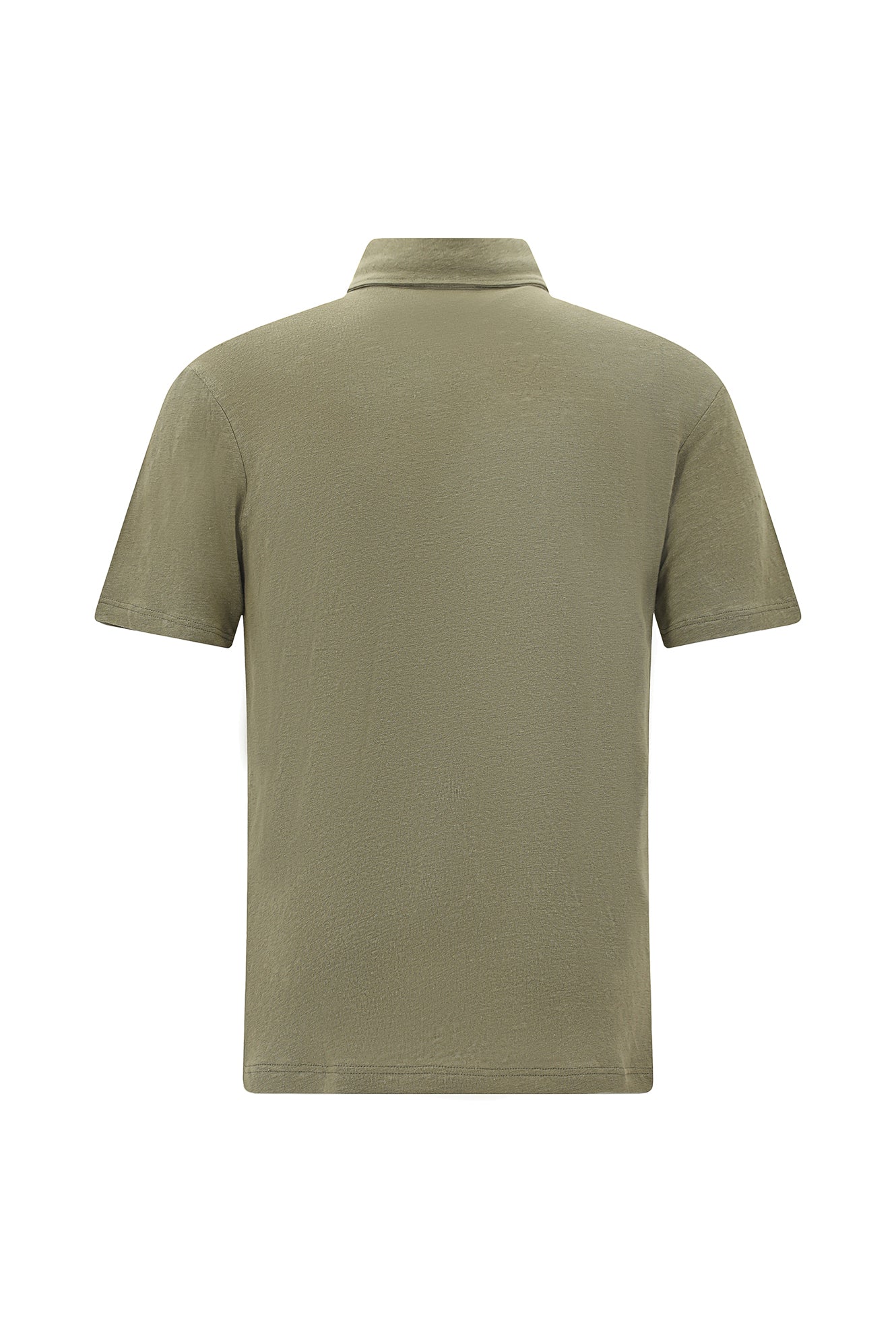 Orta Haki Regular Fit Keten Polo Yaka T-shirt