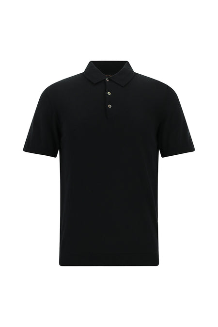 Siyah Slim Fit Dar Kesim Pamuklu Polo Yaka Triko T-shirt