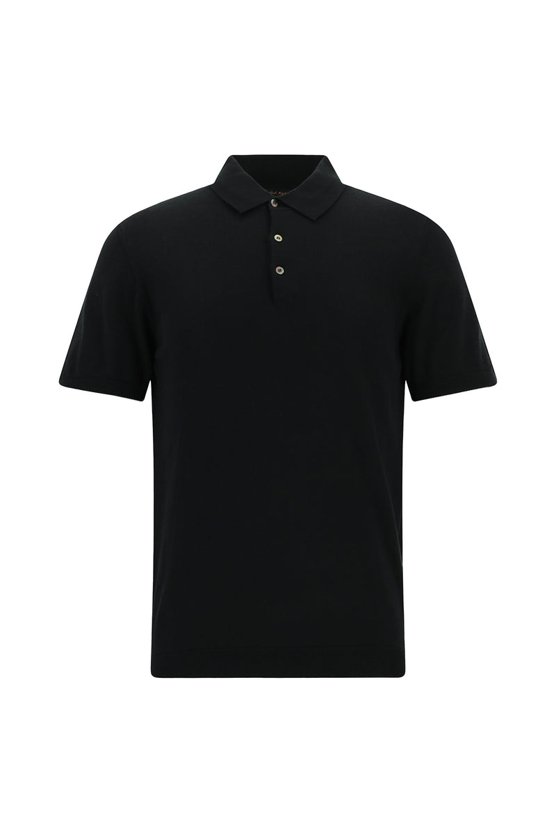 Siyah Slim Fit Dar Kesim Pamuklu Polo Yaka Triko ?pek Kar???ml? T-shirt-Abdullah Ki??l?