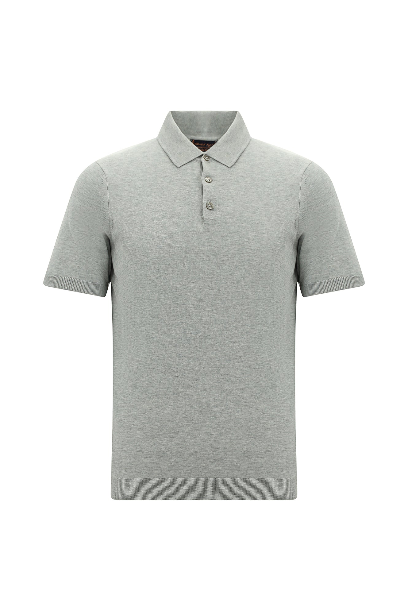 Orta Gri Melanj Slim Fit Dar Kesim Pamuklu Polo Yaka T-shirt