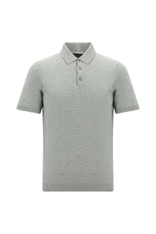 Orta Gri Melanj Slim Fit Dar Kesim Pamuklu Polo Yaka T-shirt