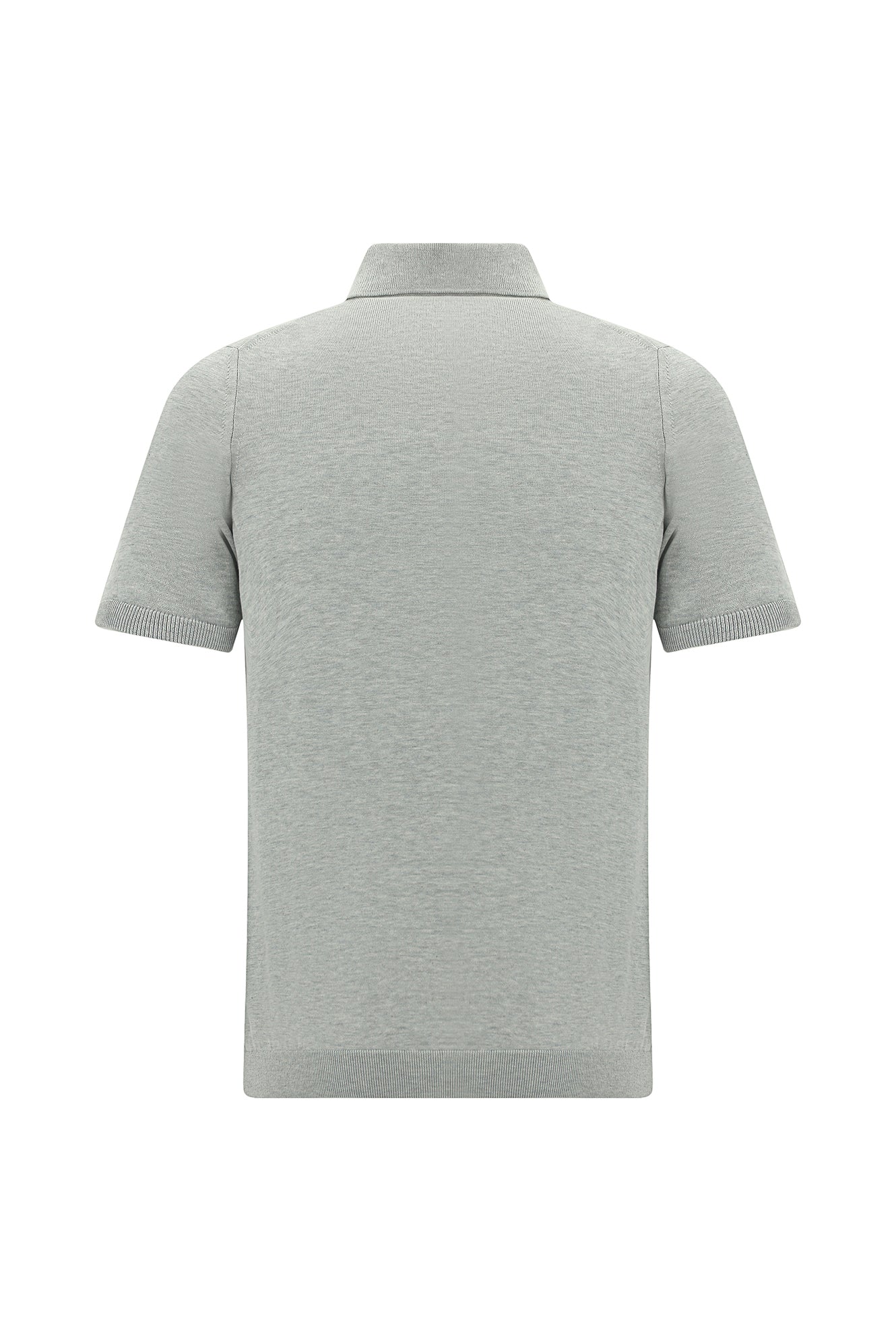 Orta Gri Melanj Slim Fit Dar Kesim Pamuklu Polo Yaka T-shirt