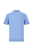 Mavi Slim Fit Dar Kesim Desenli Fermuarlı İtalyan Triko Polo T-shirt