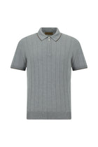 Orta Anrasit Melanj Slim Fit Dar Kesim Desenli Fermuarlı İtalyan Triko Polo T-shirt